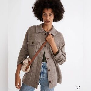 Madewell Bridgman Felted Wool Taupe Utility Jacket